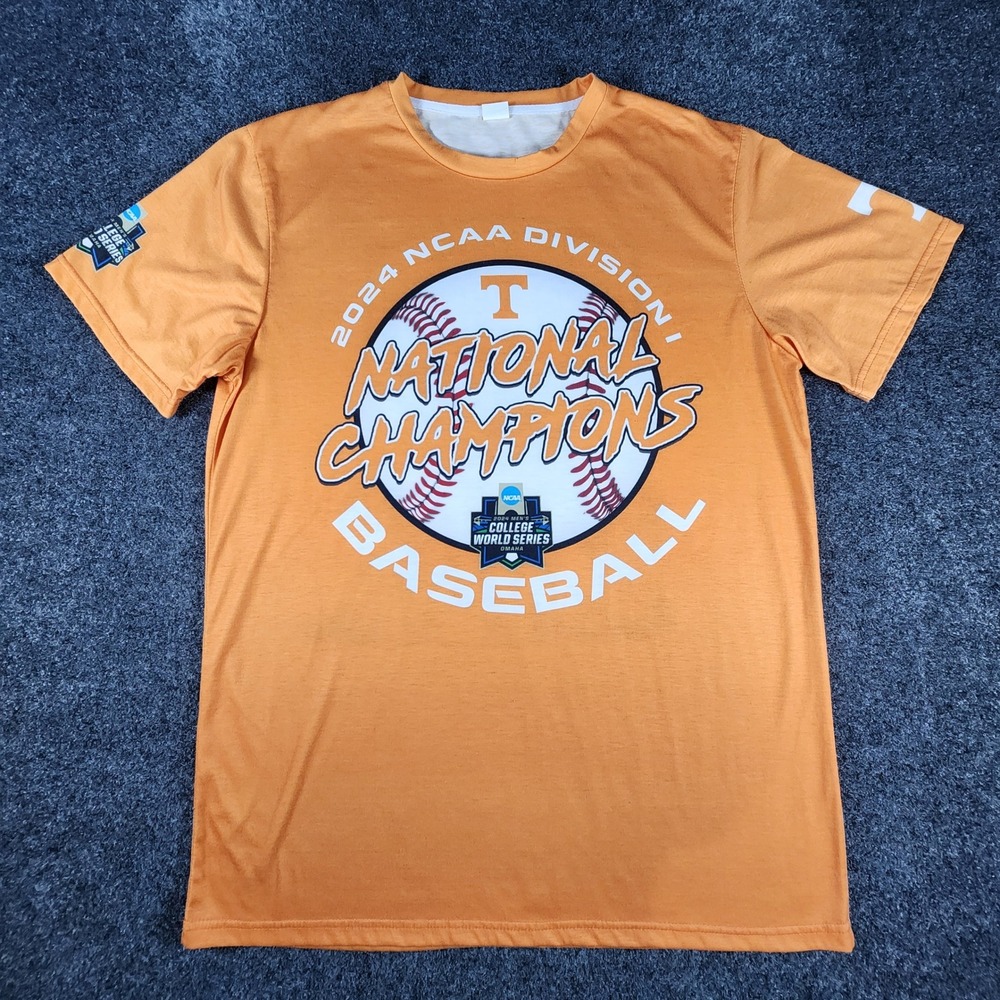 Tennessee Volunteers 2024 Baseball National‎ Champions T-Shirt Mens L Orange EUC